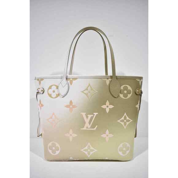 Louis Vuitton Neverfull MM Sunset Kaki Green Beige Tote Top Handle Shoulder Bag - Picture 2 of 12